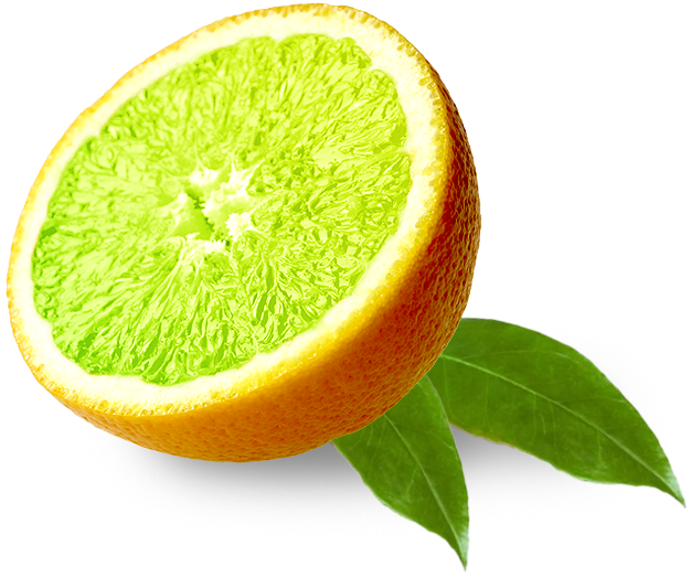 Orange mit grünem Fruchtfleisch