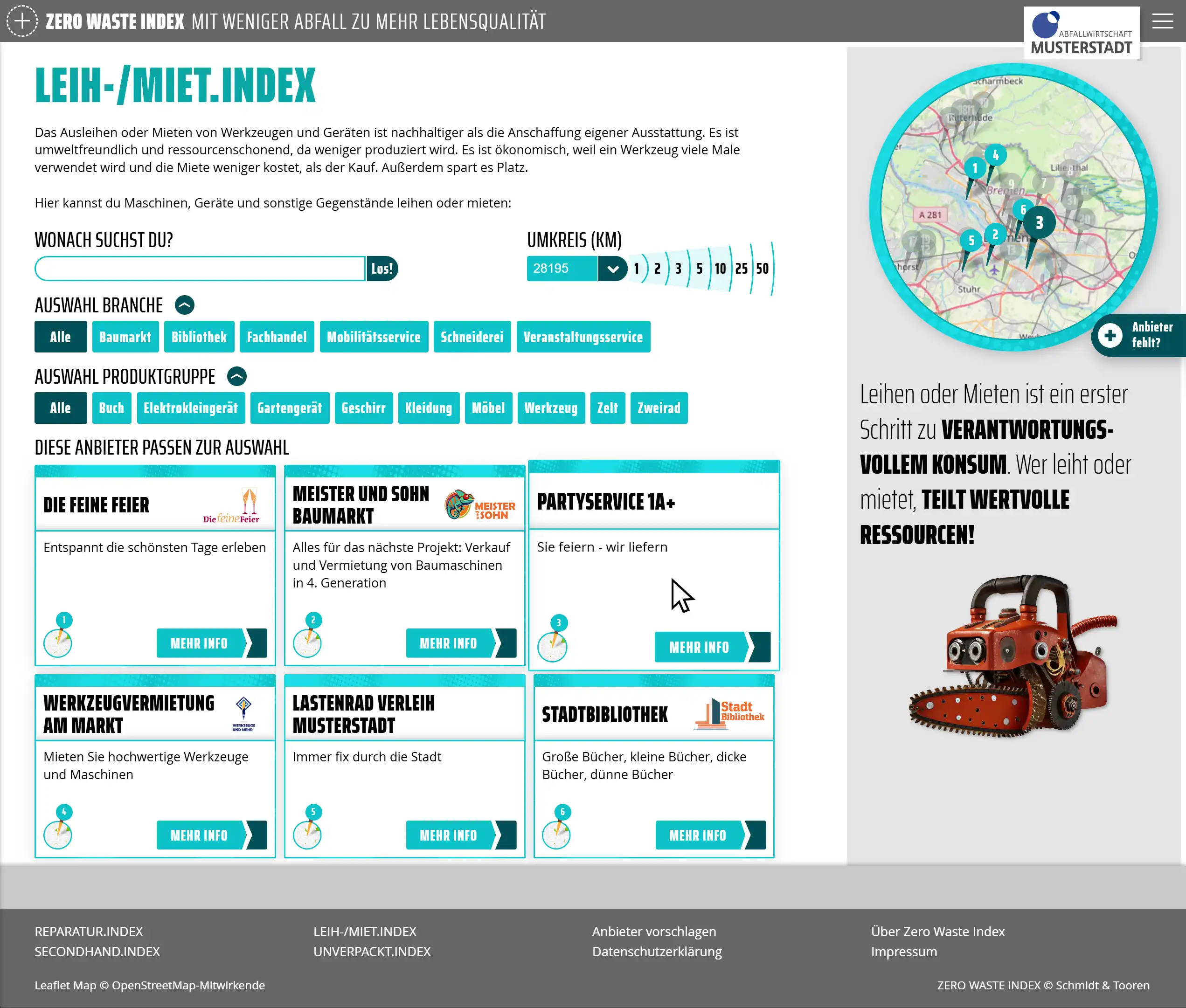 Zero-Waste-Index Listenansicht